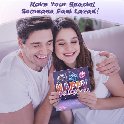 LIGHTS & FIREWORKS SOUND Pop Up Anniversary Card